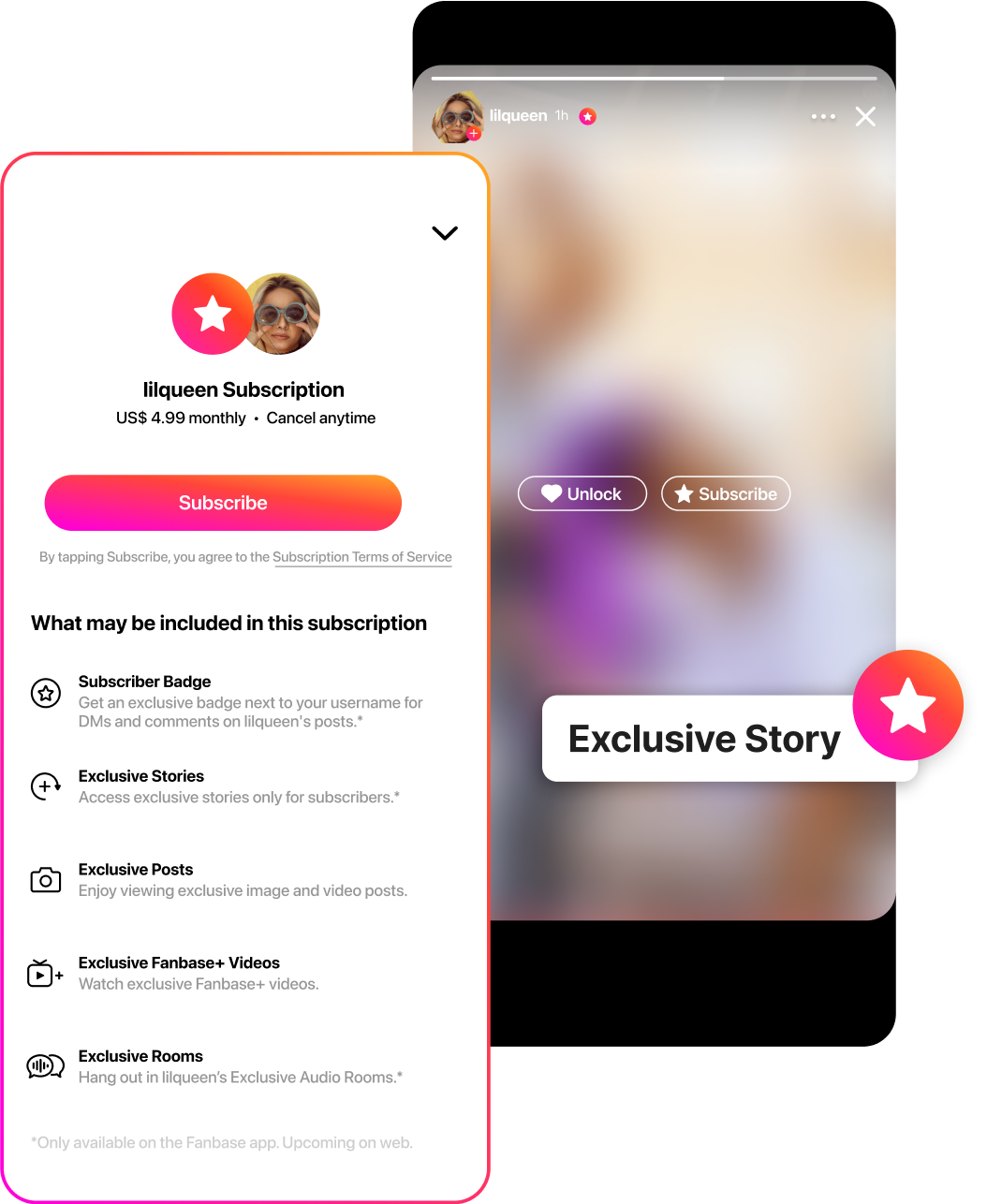 Subscription panel and exclusive content