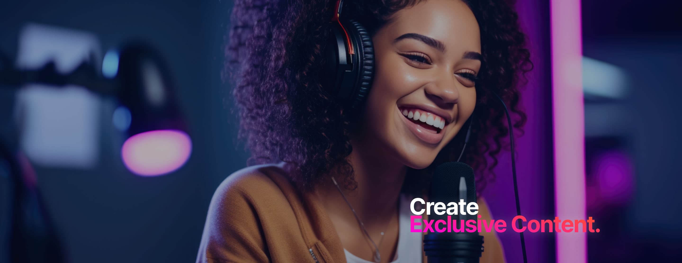 Creator in podcast studio